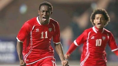 Ahmed Khalil, left, missed three games for the UAE. Sammy Dallal / The National