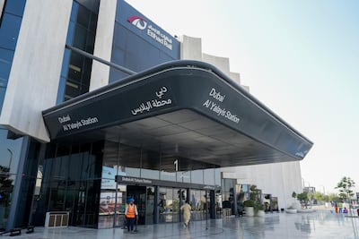 Al Yalayis Station is a key stop on the expanding Etihad Rail passenger network. Pawan Singh for The National