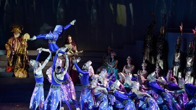 Dancers of the Caracalla Dance Theatre perform the new theatrical production of 'Finiqia, the Legend Lives On' during the annual Byblos International Festival, in the ancient city of Byblos, north of Beirut, Lebanon. EPA