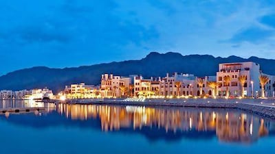 Jebel Sifah - marina evening. Muriya Tourism Development, a joint venture between Orascom Development Holdings and Omran, the government´s tourism investment agency, is developing four tourism complexes throughout the country. One of these is Jebel Sifah, a 6.2 million sq metre complex located 45 minutes from Muscat. Photo courtesy Muriya Tourism Development,