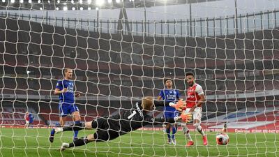 LEICESTER RATINGS: Kasper Schmeichel - 8: Pulled off a stunning save to deny Lacazette in the first half and his kicking to release Vardy on occasion was beautiful. AFP