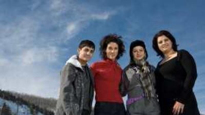 The director Cherien Dabis (second left) with (from left) Melkar Muallem, Alia Shawkat and Nisreen Faour, who star in her film Amreeka.