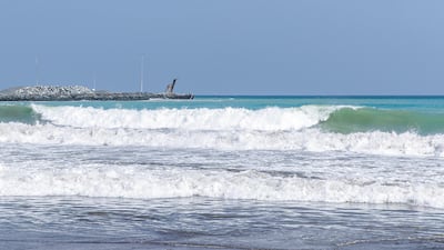 Choppy waters off the corniche in Kalba.