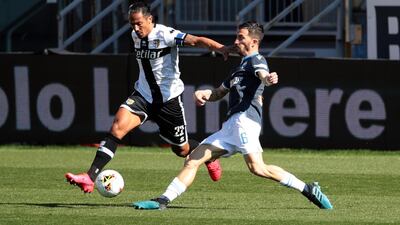 Parma's Bruno Alves (L) and SPAL's Mirko Valdifiori (R) in action. EPA