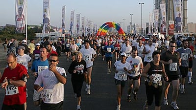 Participants begin their run at the Ras al Khaimah Half-Marathon yesterday. It was business as usual for the African competitors in the UAE race.