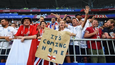 England fans celebrate their sides win. Facundo Arrizabalaga/EPA