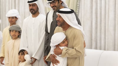 Members of the leadership during the reception. Abdulla Al Neyadi / UAE Presidential Court