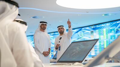 Sheikh Mohammed bin Zayed, Crown Prince of Abu Dhabi and Deputy Supreme Commander of the UAE Armed Forces, at the inauguration of the 'Panorama' artificial intelligence and Big Data centre at Adnoc headquarters in the capital Mohamed Al Hammadi / Crown Prince Court - Abu Dhabi