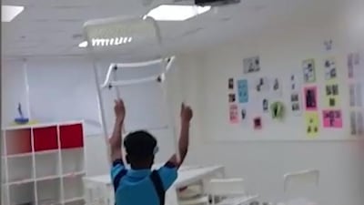 School pupils were filmed damaging their classroom in a video that was shared on social media. Courtesy Ministry of Education