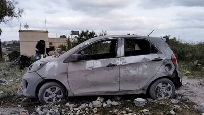 A damaged vehicle at the site of the explosion. Reuters