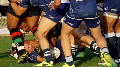 Jebel Ali Dragons were the last team to beat Abu Dhbai Harlequins on home soil, in the 2014 season finale. Satish Kumar for The National