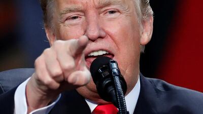 US president Donald Trump speaks at a rally in Pensacola, Florida on December 8, 2017. Carlo Allegri / Reuters