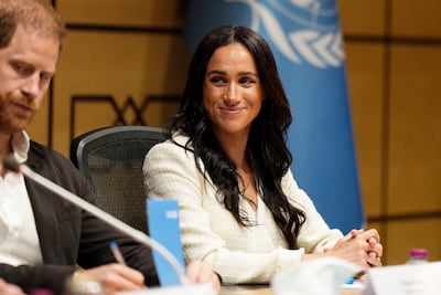 The Duke and Duchess of Sussexhear about humanitarian work in Jordan as they attend a World Health Organisation roundtable with key donors. PA