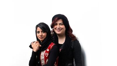 Afghan rapper Sonita Alizadeh, left, with director Rokhsareh Ghaemmaghami. Getty Images