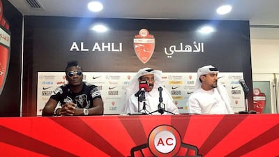 Asamoah Gyan, left, has returned to UAE football on a season-long loan deal with champions Al Ahli. John McAuley / The National