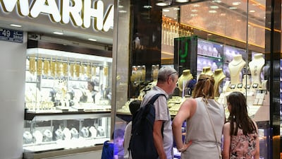 Window shopping at the gold souq.