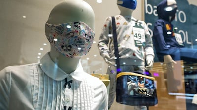 Children's face masks and face sheilds for sale at LC Waikiki shop in Al Wahda Mall, Abu Dhabi. Victor Besa /The National