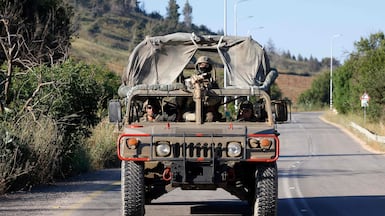 An Israeli army patrol near the Lebanese border. AFP