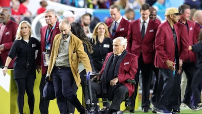 In this file photo Don Shula of the NLF 100 All-Time Team is honored on the field prior to Super Bowl LIV at Hard Rock Stadium on February 2, 2020 in Miami, Florida. AFP
