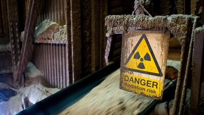 A conveyor moves potash product around the site during the production process at the surface works of Cleveland Potash mine. Ian Forsyth / Getty Images