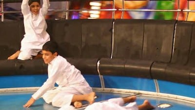 Hamad, Ahmed and Mohammed al Mannai at the Doha Summer Fun Park.