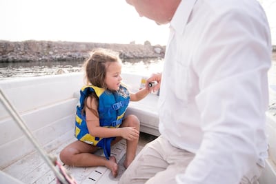 Ella-May Elba-Pawsey, 4, learns how to sail at Ras Al Khaimah Sailing Club. Reem Mohammed / The National