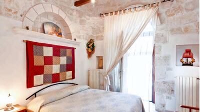 The one-bedroom home in Ostuni, Italy, can house four guests and costs Dh850 for a minimum stay of two nights for two people, and Dh1,045 for four people (as of September 2018).