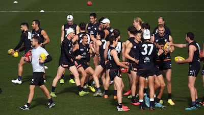 Carlton Aussie Rules players training in Melbourne. AFP