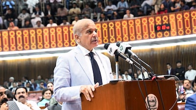 Newly elected Pakistani Prime Minister Shehbaz Sharif at Parliament House in Islamabad. EPA