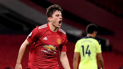 Manchester United's Daniel James celebrates scoring their second goal. PA