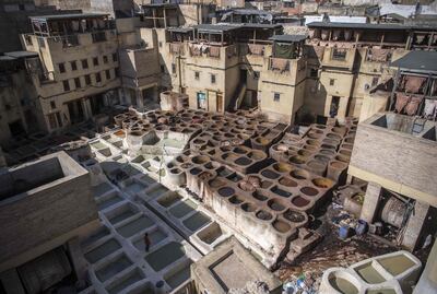 A view of the tannery in the 9th century walled medina in the ancient Moroccan city of Fez. AFP