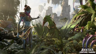 An image from the trailer of Ubisoft's new game 'Avatar: Frontiers of Pandora', that was featured on the opening day of E3 2021 in Los Angeles. AFP