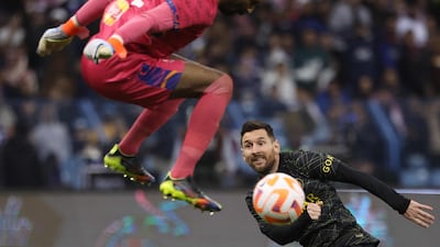 Lionel Messi takes a shot. AFP