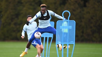 Tammy Abraham in the air. Getty