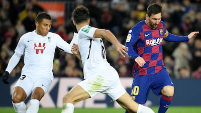Barcelona's Argentine forward Lionel Messi dribbles with the ball. AFP