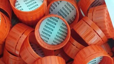 Some of the fake Toyota oil caps seized by authorities. Courtesy Al Futtaim Toyota