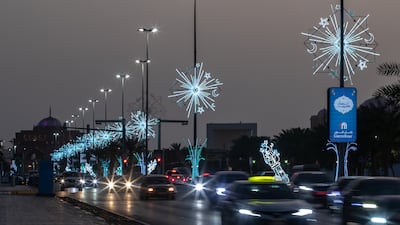 Hundreds of illuminated shapes have been hung throughout the capital, comprising thousands of colourful lights.