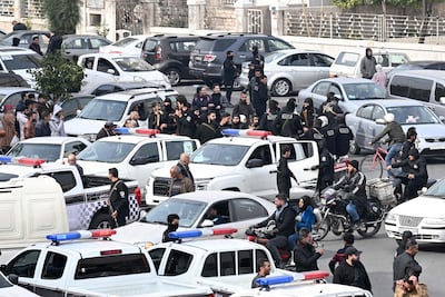 Security forces deployed in a square in Damascus. AFP