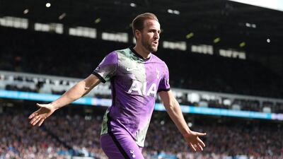 Tottenham Hotspur's Harry Kane celebrates scoring the third goal against Leeds United at Elland Road on Saturday, February 26, 2022. Reuters