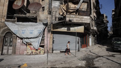 Damaged buildings in the Midan neighbourhood of Aleppo, Syria. AP