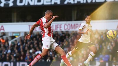 Stoke City's Jonathan Walters scores their second goal in a 2-1 Premier League win over Tottenham Hotspur on Sunday at White Hart Lane in London. Shaun Botterill / Getty Images