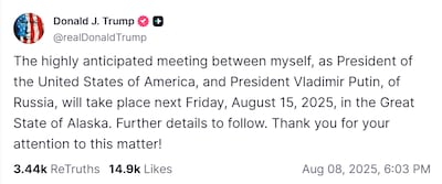 Screengrab from Truth Social / @realDonaldTrump