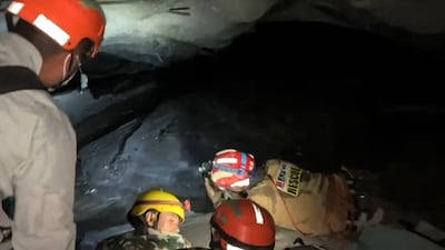 Nepali soldiers take part in the rescue operation a tunnel at the Rasuwagadhi Hydropower Project site, in Rasuwa district. AFP
