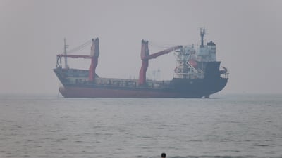 A ship in the Strait of Hormuz near Bandar Abbas beach in Iran. Isna / Wana / Reuters