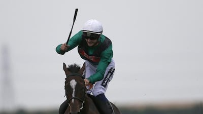 Harry Bentley and Limato race to victory in the July Cup at Newmarket last year. Alan Crowhurst / Getty Images