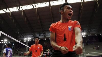 The Philippines’ Rheyjhey Ortouste celebrates during their semi final match against Malaysia. Asia Sports Ventures / Action Images via Reuters