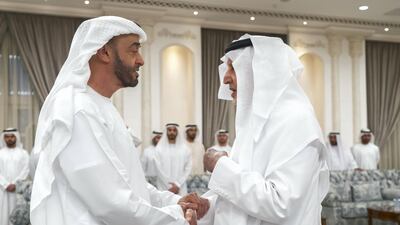 Prince Khalid offers condolences to Sheikh Mohamed.