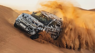 The Defender was tested on soft sand in Dubai. The car hasn't been released yet: it will be available to customers later this year. Photo: Supplied