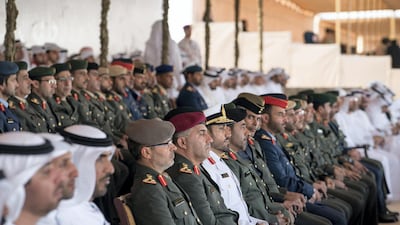 Armed Forces members attend the graduation ceremony of the eighth cohort of national service recruits last year at Zayed Military City. Mohamed Al Hammadi / Crown Prince Court - Abu Dhabi