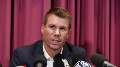 David Warner addresses the media on Saturday. Ben Rushton / EPA